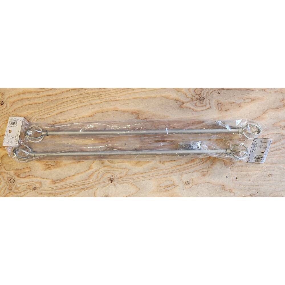 Lot of 2: Kenny Decorative End Curtain Rods, 28-48", Nickle, 042437030977